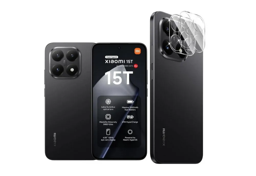 CLM-Tech Kameraschutzglas 2X für Xiaomi 15T, Linse Schutzglas 9H Glas - Folie kristallklar Panzerglas, 2 Stück, Kratzfest