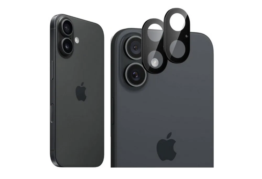 CLM-Tech Kameraschutzglas 2X iPhone 16 Kameraglas kristallklar für Apple iPhone 16 6,1 Zoll, Linse Schutzglas 9H Glas - Folie kristallklar 2X Stück, 2 Stück, Kratzfest