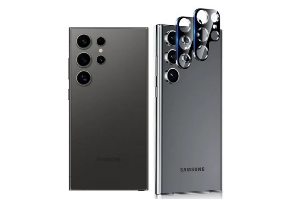 CLM-Tech Kameraschutzglas 2X Kameraschutz für Samsung Galaxy S24 Ultra Kameraglas kristallklar für Samsung Galaxy S24 Ultra, Galaxy S24 Ultra Linse Schutzglas 9H Glas - Folie kristallklar 2X Stück, 2 Stück, Kratzfest