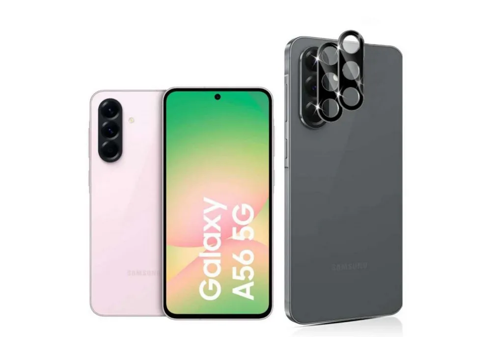 CLM-Tech Kameraschutzglas 2X Samsung Galaxy A56 5G Kameraglas kristallklar für Samsung Galaxy A56 5G, Linse Schutzglas 9H Glas - Folie kristallklar 2er Set Kameraschutz, 2 Stück, Kratzfest