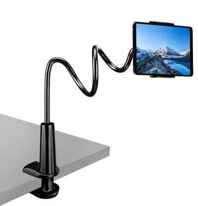 CLM-Tech Schwanenhals Tablet Halterung Bett - Smartphone Halter Tisch langer Arm -, (bis 11,00 Zoll, Geräte - iPad Betthalterung - Schwarz, 2-tlg., Flexible Kindle Halterung, Länge: 78 cm, 360° drehbarer Handy Ständer)