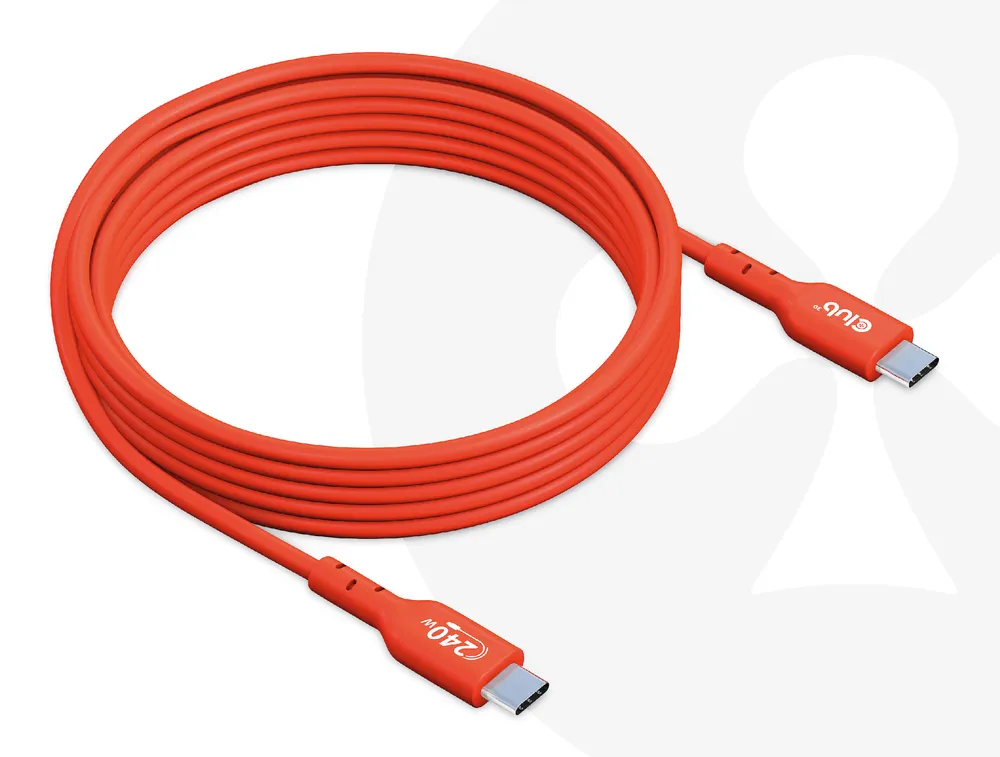USB-Kabel Club 3D CAC-1573 2m 240W USB-C zu USB-C Schnellladen EPR Rot
