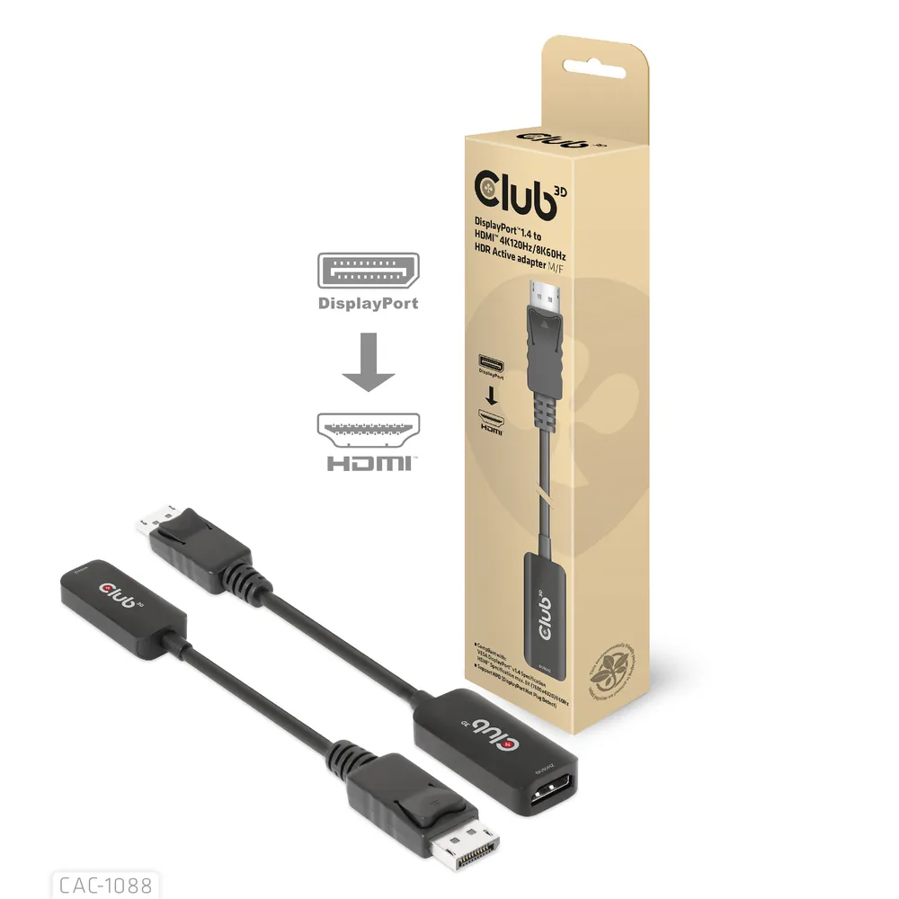 Club 3D CAC-1088 DisplayPort 1.4 zu HDMI Adapter 8K60Hz 4K120Hz HDR