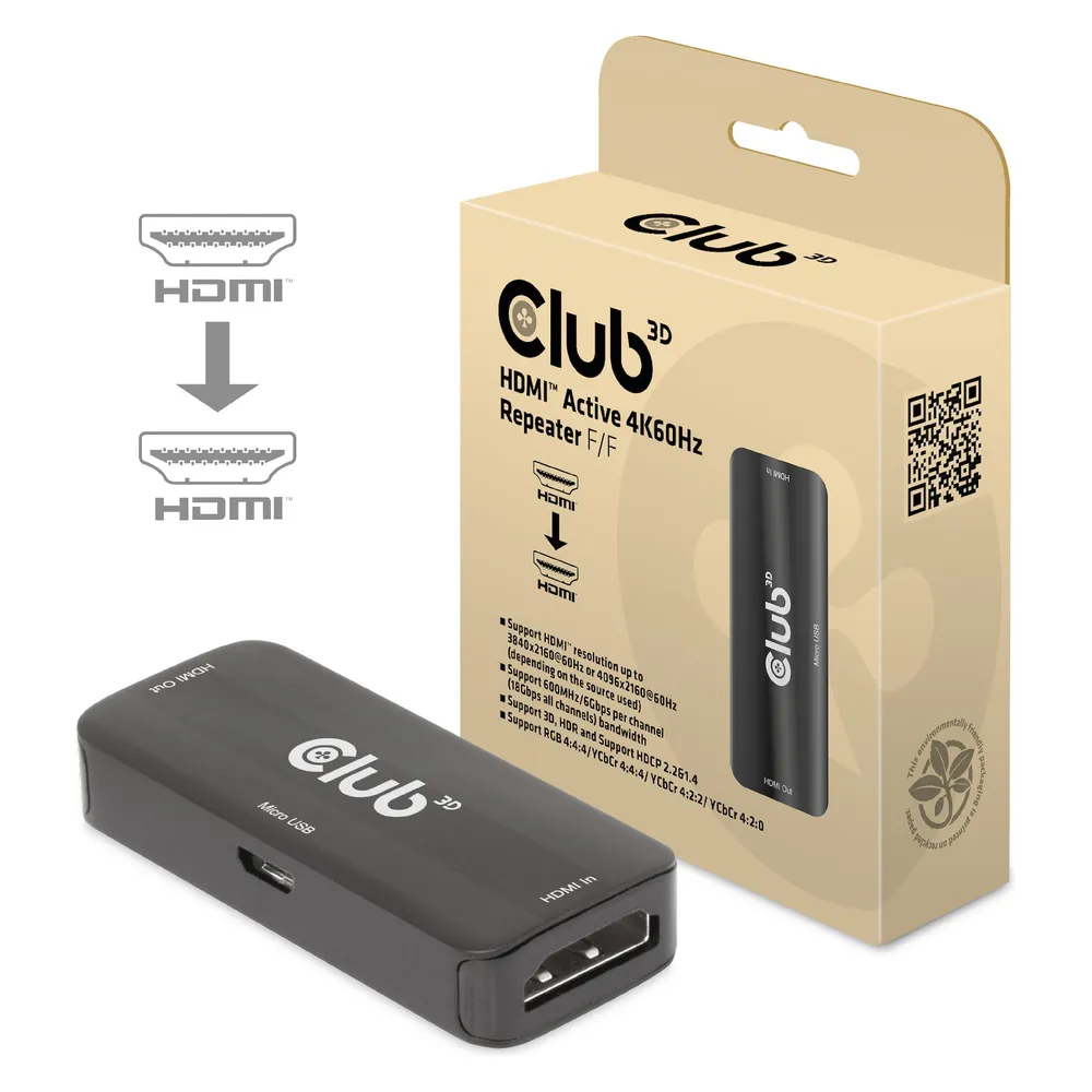 Club 3D Club3D Repeater HDMI > HDMI 4K60Hz aktiv Bu/Bu retail