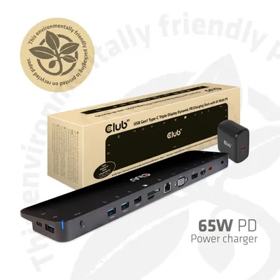 Dockingstation Club3D CSV-1564W65 15 in 1 USB-C 2xUSB-C 5xUSB-A HDMI DP VGA RJ45 SD Audio 65W