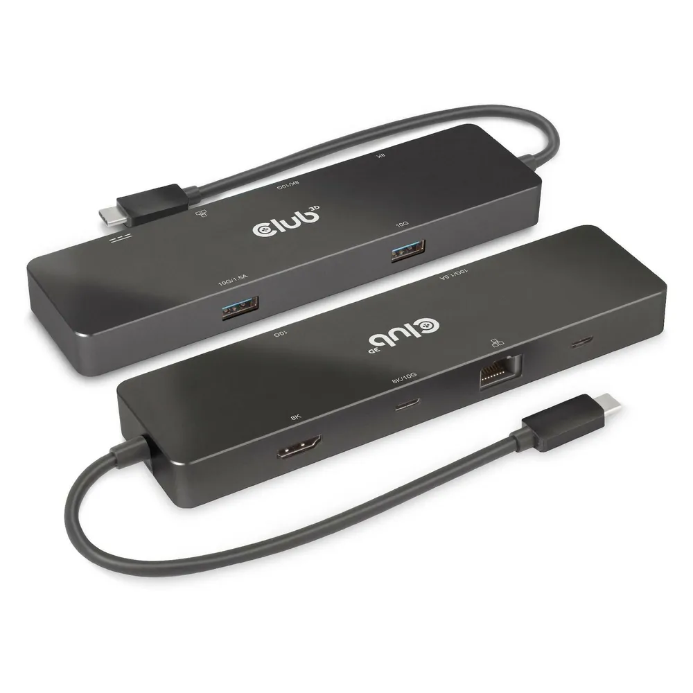 Club 3D Club3D USB-C Dock > HDMI/USB-C(8K)/2xUSB/USB-C(PD100W)/RJ45 retail