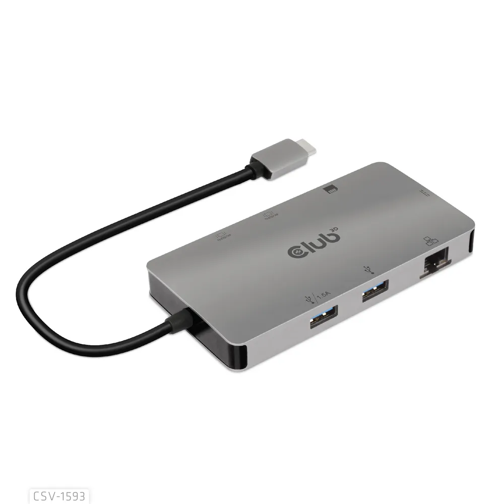 USB Type-C HUB CLUB3D CSV-1593 Metall 8 Ports 16200 Mbit/s 4K USB3.2 Gen 1 & Gen 2 USB Type-C Hub