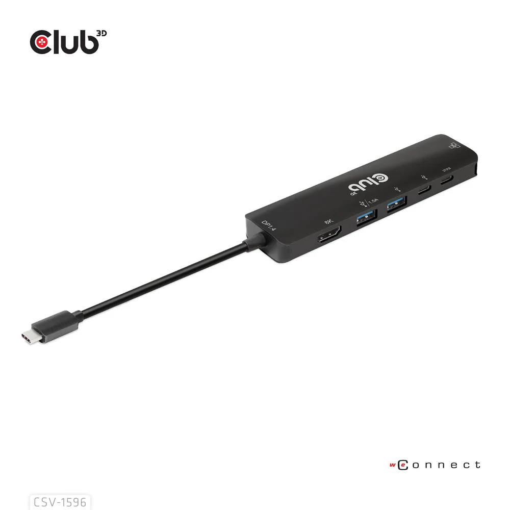 Laptop-Base Club 3D CSV-1596 USB-C 100W 8K Ultra HD Schwarz