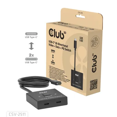 Switch KVM Club 3D CSV-2511 USB-C 8K 2x DisplayPort PD 100W