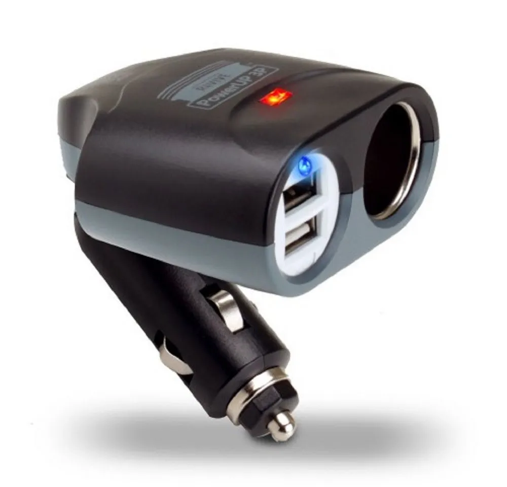 COFI 1453 Auto PowerUP Autoladegerät Kit 2x USB 1x Zigarettenanzünder Smartphone-Ladegerät