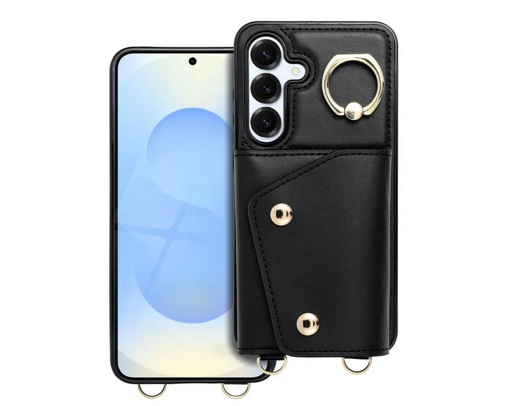 COFI 1453 Bumper Handyhülle mit Schultergurt Wallet-Hülle Kartenfach und Ringhalter