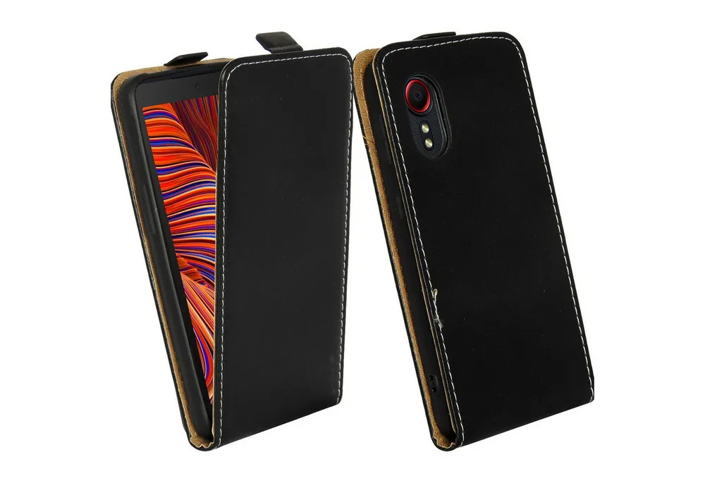 COFI 1453 Handyhülle Klapptasche Hülle kompatibel mit SAMSUNG GALAXY XCOVER 7 Schwarz
