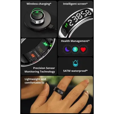 Smart Ring Colmi R12 Größe 7 Bluetooth IPX1 Akku 5 Tage Android/iOS Schwarz