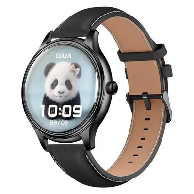 Colmi L28 Bluetooth 44mm Schwarz Leder- und Silikonarmband Smartwatch