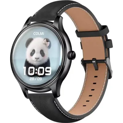 Colmi L28 Bluetooth 44mm Schwarz Leder- und Silikonarmband Smartwatch