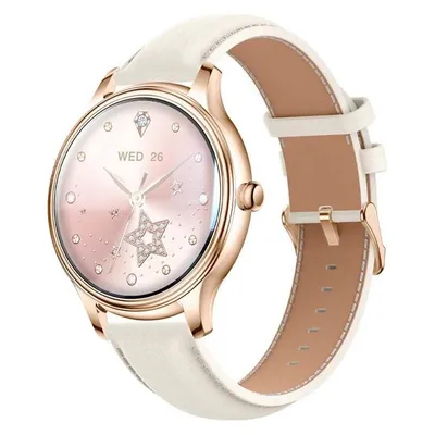 Colmi L28 Gold Smartwatch Bluetooth Gold mit Lederarmband