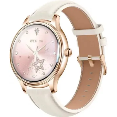 Colmi L28 Gold Smartwatch Bluetooth Gold mit Lederarmband