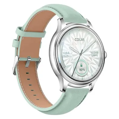 Colmi L28 Bluetooth 1,28" Grün Silber Lederarmband Grün Smartwatch