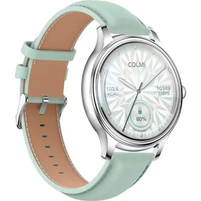 Colmi L28 Bluetooth 1,28" Grün Silber Lederarmband Grün Smartwatch
