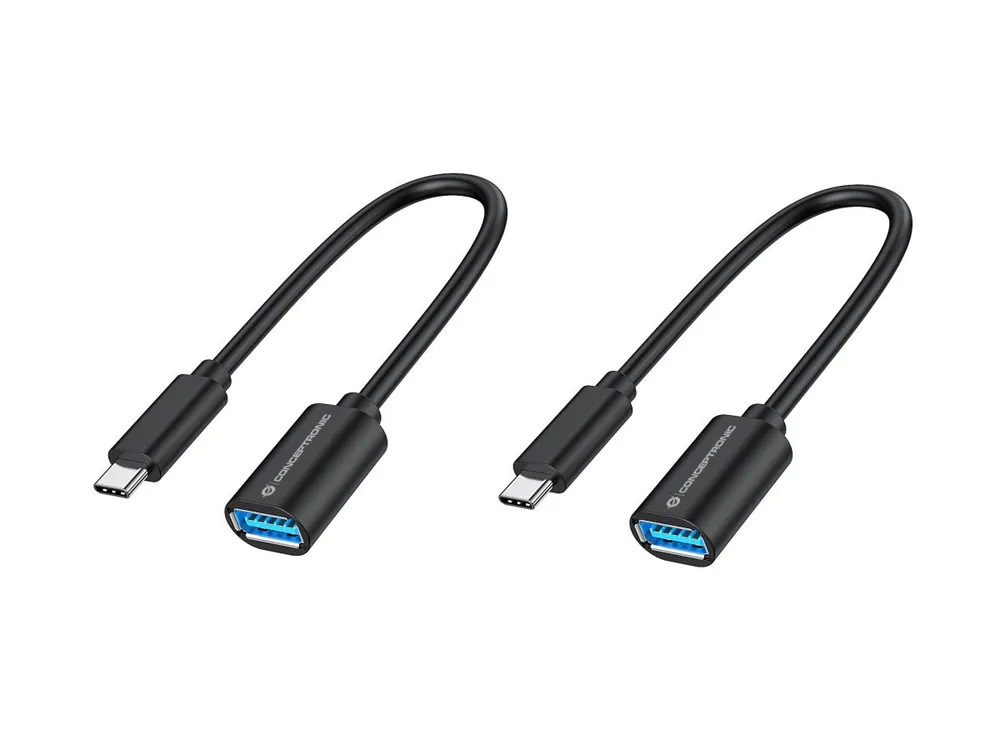 Conceptronic ABBY11B USB-C auf USB-A 3.2 Gen 1 OTG-Adapter 20 cm Schwarz Packung mit 2 Einheiten