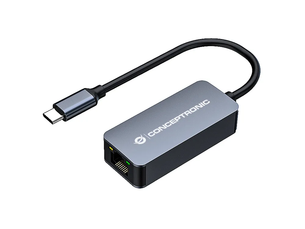 Conceptronic ABBY12GC USB-C auf RJ-45 2,5 GbE Wake-on-LAN-Netzwerkadapter, Grau