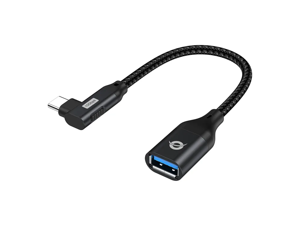 Conceptronic ABBY19B 90º abgewinkelter USB-C-OTG-Adapter auf USB 3.2 Gen 2 10 Gbit/s, Schwarz
