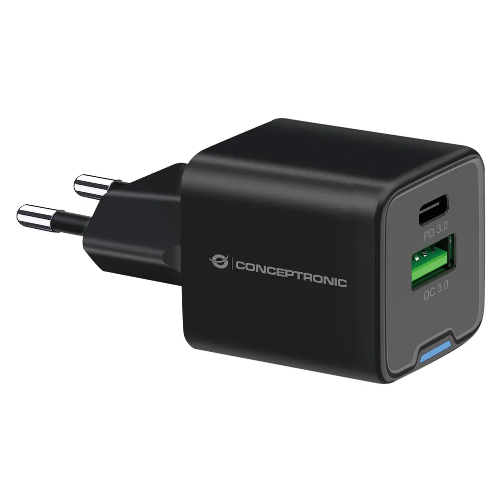 Conceptronic Ladegerät 2Port 20W,1xUSB-C,1xUSB-A Desk PD sw