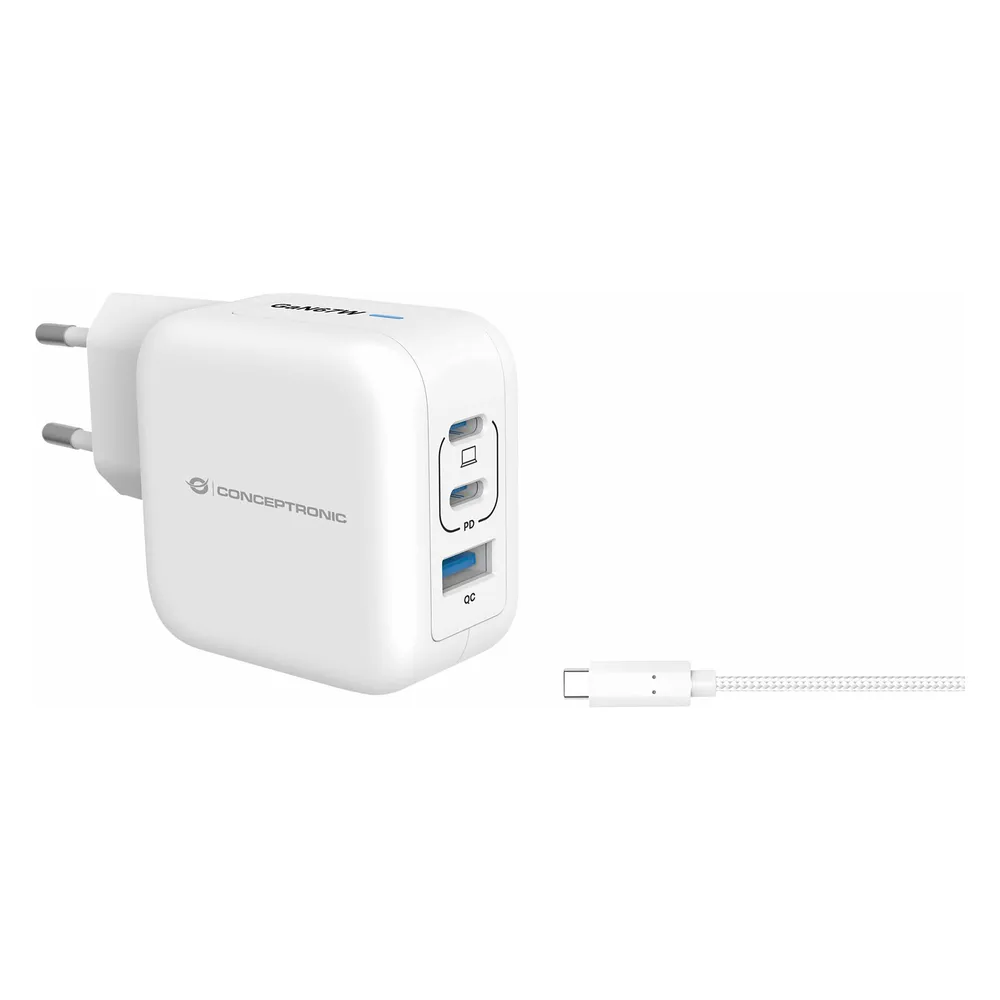 Conceptronic Ladegerät 3Port 67W,2xUSB-C,3-in-1 USB-A PD ws