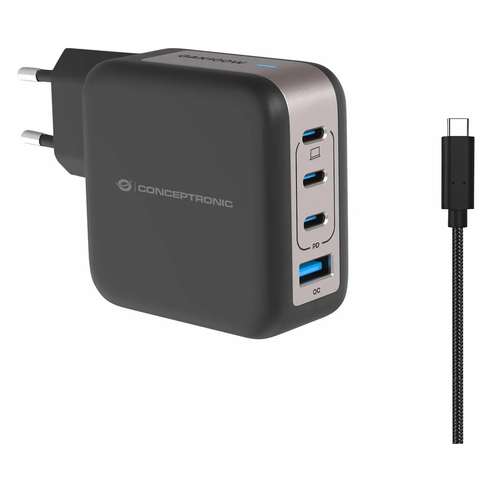 Conceptronic Ladegerät 4Port 100W,3xUSB-C,3-in-1 USB-A PD sw
