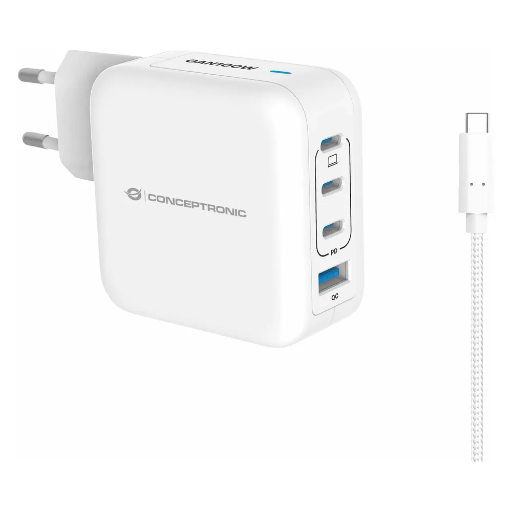 Conceptronic Ladegerät 4Port 100W,3xUSB-C,3-in-1 USB-A PD ws