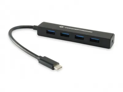 Conceptronic CTC4USB3 Schnittstellen-Hub USB 3.2 Gen 1 (3.1 Gen 1) Type-C 5000 Mbit/s Schwarz