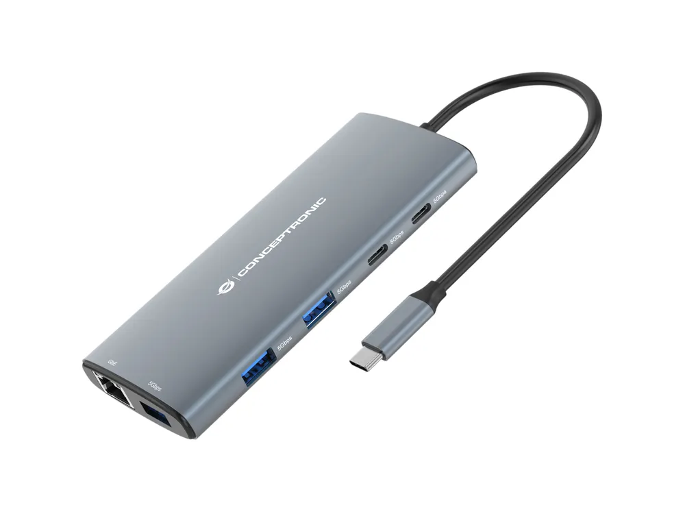 Conceptronic DONN06G 10-in-1 USB 3.2 Gen 1 Dockingstation | donn06g | HDMI - 100W USB PD