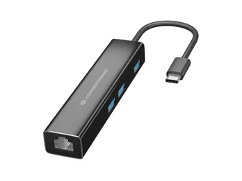 Conceptronic DONN07B USB-C-Hub auf 3x USB 3.0/RJ-45