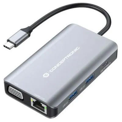 Conceptronic DONN21G laptop-dockingstation & portreplikator Kabelgebunden USB 3.2 Gen 1 (3.1 Gen 1) Type-C Grau