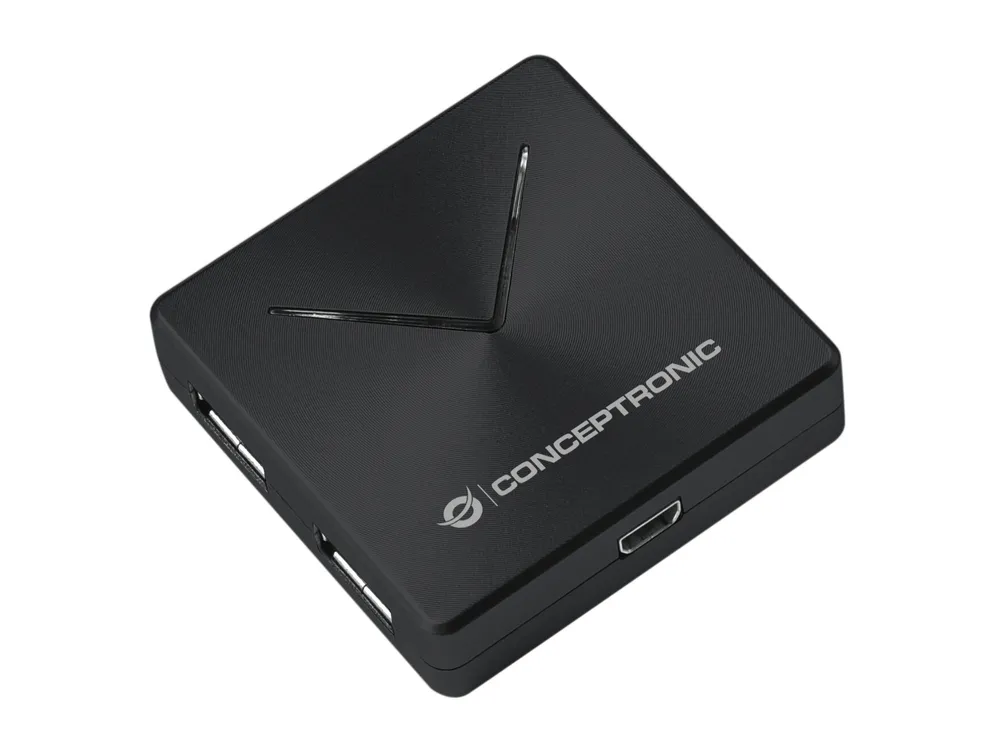 Conceptronic HUBBIES02B Schnittstellen-Hub USB 3.2 Gen 1 (3.1 Gen 1) Mini-B 5000 Mbit/s Schwarz