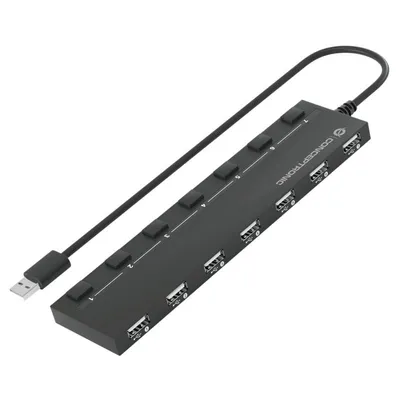 Conceptronic HUBBIES08BP Schnittstellen-Hub USB 2.0 480 Mbit/s Schwarz