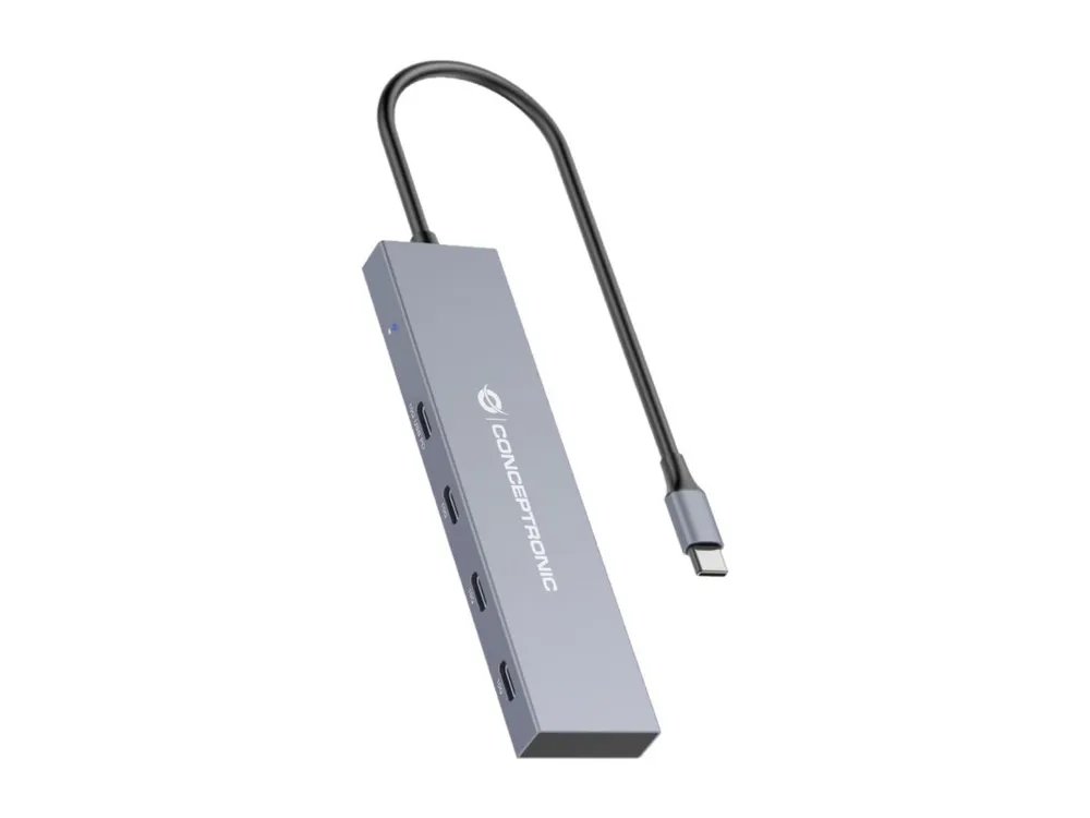 USB Type-C Hub Conceptronic HUBBIES14G 4x USB 3.2 Gen 2 10Gbps 100W Aluminium Grau