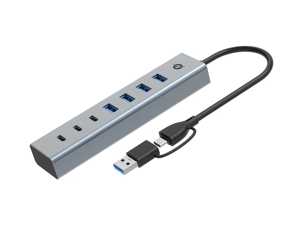 USB Hub Conceptronic HUBBIES20G USB 3.2 Gen 1 Type-C 7 Ports Aluminium Grau 0,25 m USB Hub Conceptronic HUBBIES20G USB 3.2 Gen 1 Type-C 7 Ports Aluminium Grau 0,25 m