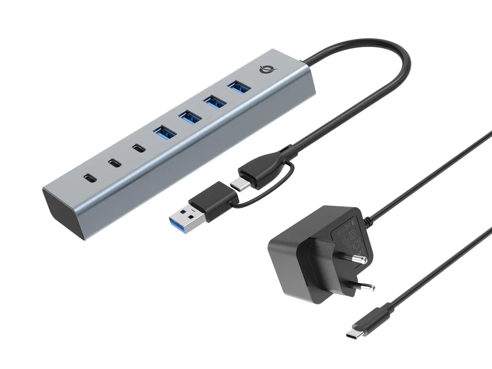USB 3.2 Gen 1 Type-C Aluminium USB-Hub 7 Ports Grau 5000 Mbit/s USB 3.2 Gen 1 Type-C Aluminium USB-Hub 7 Ports Grau 5000 Mbit/s