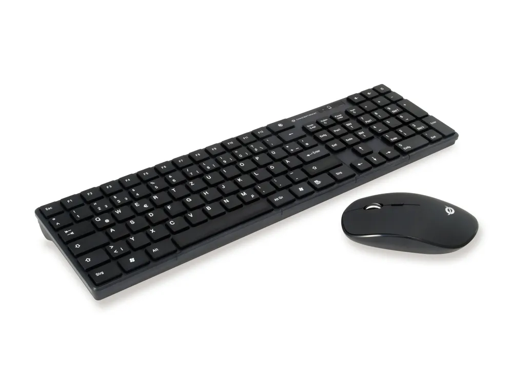 Tastatur Conceptronic ORAZIO01DE Membran Fullsize QWERTZ Deutsch mit Funkmaus Schwarz