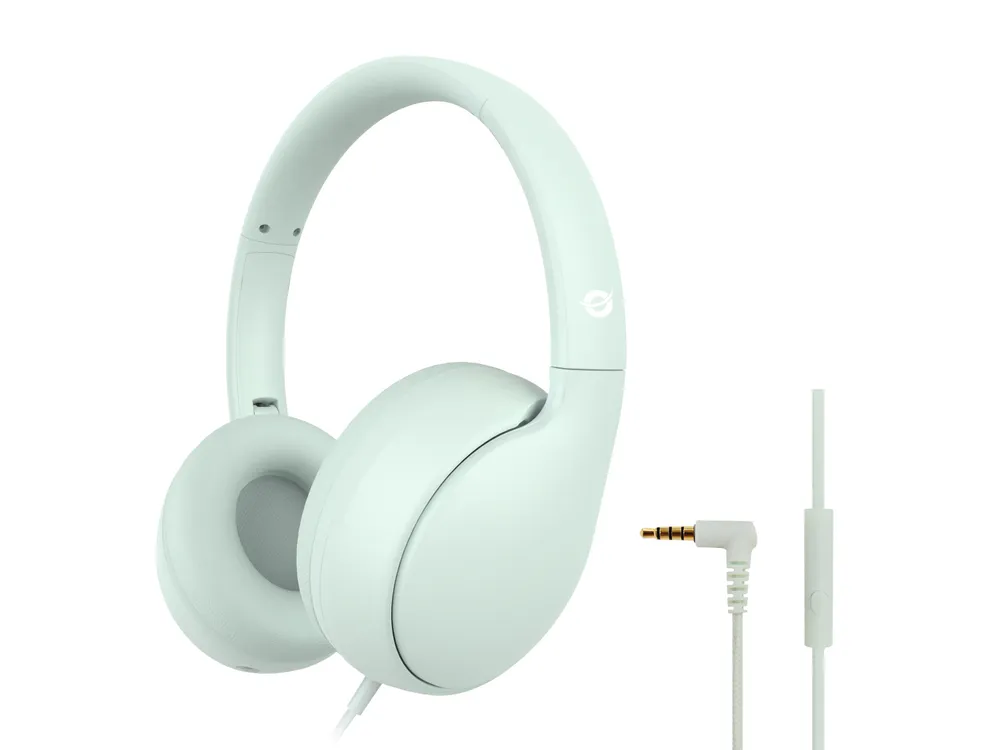 Kopfhörer Conceptronic PARRIS04GT mit Kabel, In-Line-Mikrofon, faltbar, hellgrün