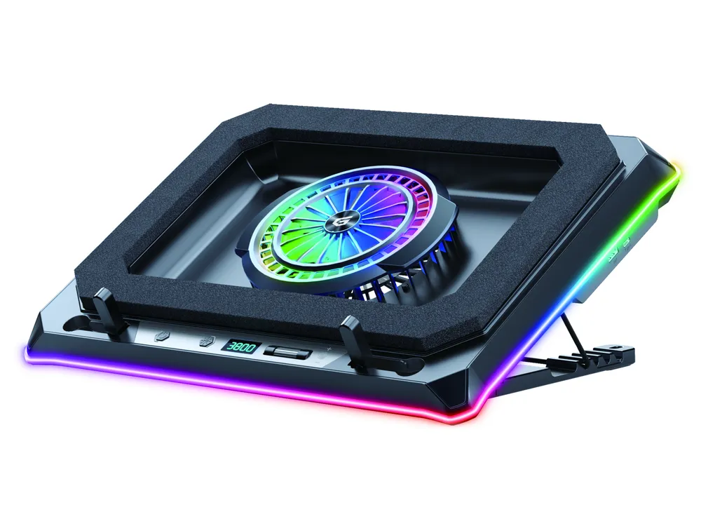 Conceptronic THYIA04B Gaming Laptop-Kühlpad mit RGB | thyia04b | versiegeltem Schaumdesign und Smartphone-Halter