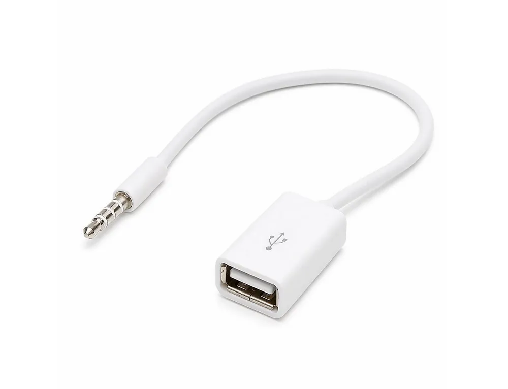 conecto 10 cm Aux-In-Kabel 3,5-mm-Klinke-Stecker auf USB 2.0-Buchse Typ A weiß USB-Kabel