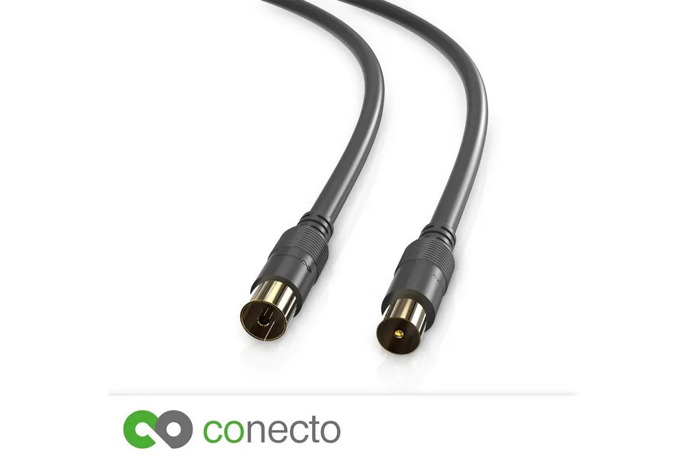 conecto conecto HQ TV Antennenkabel - 4K UHD 1080p FULL HD HDTV 3D - (TV-Steck SAT-Kabel, (300 cm)