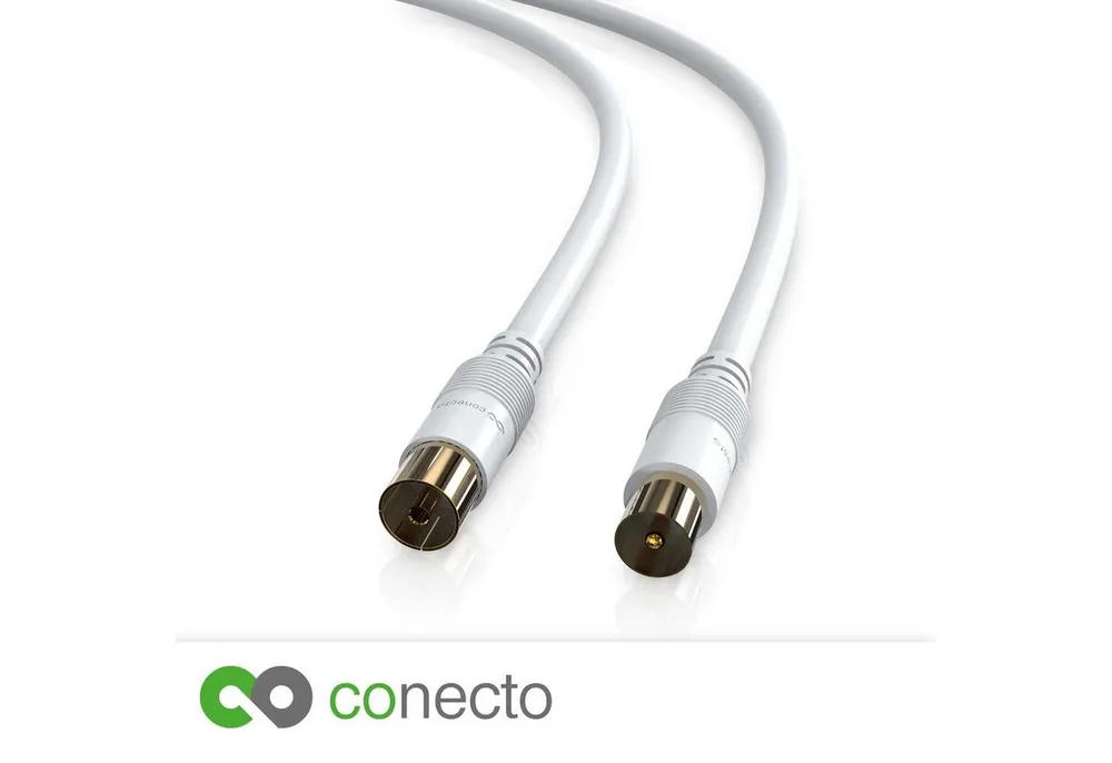 conecto conecto HQ TV Antennenkabel - 4K UHD 1080p FULL HD HDTV 3D - (TV-Steck SAT-Kabel, (50 cm)