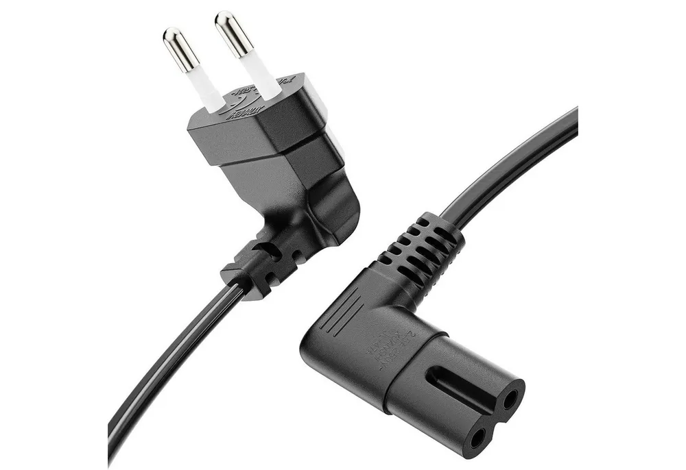 conecto conecto Strom-Kabel, Euro-Stecker 90° auf C7 IEC-Buchse 90°, Euro-Ne Stromkabel, (500 cm)