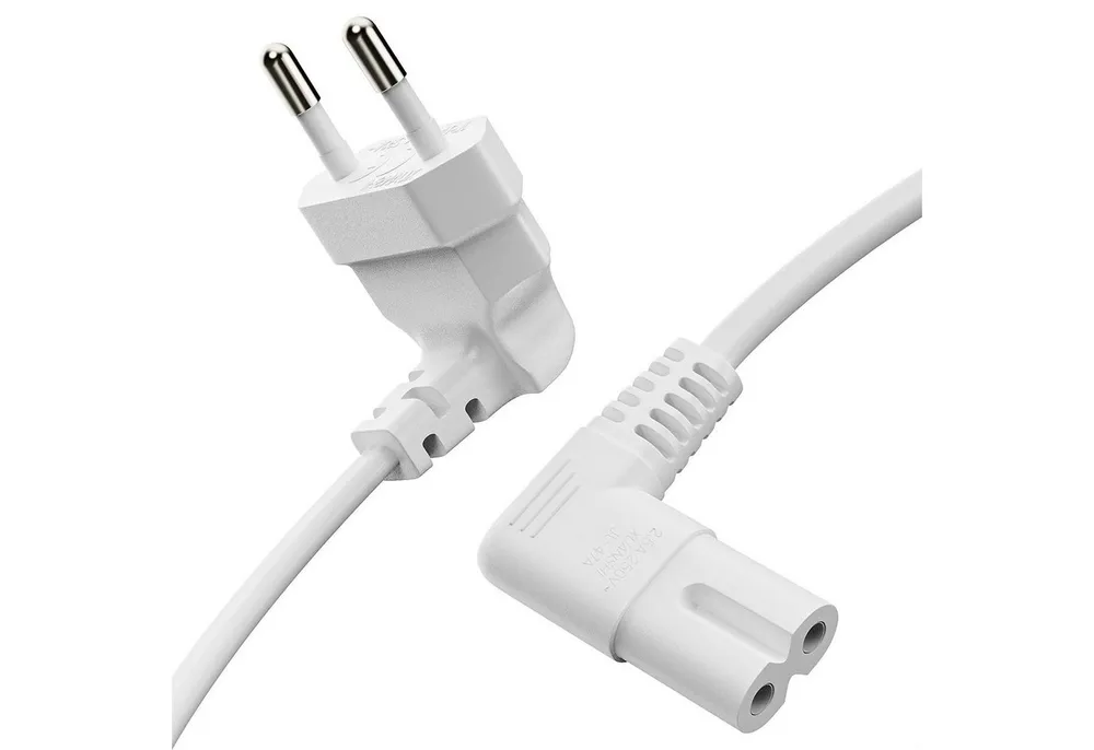conecto conecto Strom-Kabel, Euro-Stecker 90° auf C7 IEC-Buchse 90°, Euro-Ne Stromkabel, (300 cm)