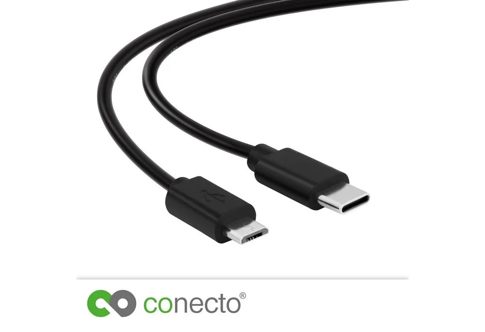 conecto USB 2.0 Verbindungskabel USB-C Stecker auf Micro USB Stecker USB-Kabel, (100 cm)
