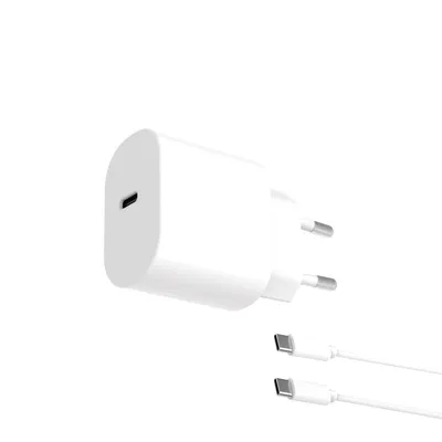 20-W-Netzwerkladegerät mit Power Delivery, Schnellladefunktion, USB-C-Kabel (1 m), Weiß