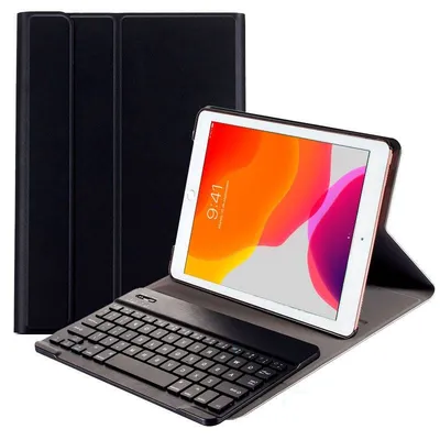 Coole schwarze Kunstlederhülle für Apple iPad (2019/2020/2021) 10,2" + Bluetooth-Tastatur